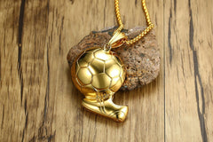 Stainless Steel Gold Football Necklace