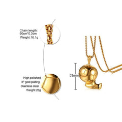 Stainless Steel Gold Football Necklace