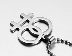 Stainless Steel Double Female Symbol Necklace