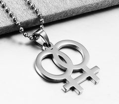 Stainless Steel Double Female Symbol Necklace