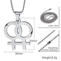 Stainless Steel Double Female Symbol Necklace