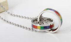 Steel Intertwined Rings Rainbow Necklace