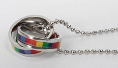 Steel Intertwined Rings Rainbow Necklace
