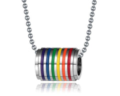 Stainless Steel Rainbow Barrel Necklace