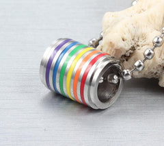 Stainless Steel Rainbow Barrel Necklace