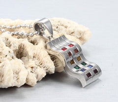 Rainbow CZ LGBT Wave Necklace