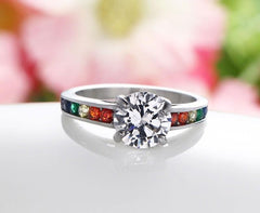 Rainbow LGBT Pride Engagement Ring for Women