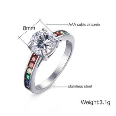 Rainbow LGBT Pride Engagement Ring for Women