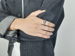 Stainless Steel Rainbow Spinner Ring