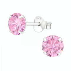 Silver Birthstone Stud Earrings