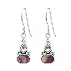 Silver Oval Long Earrings