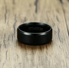 Titanium Mens Wedding Ring Black