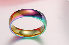 Stainless Steel Rainbow Pride Ring