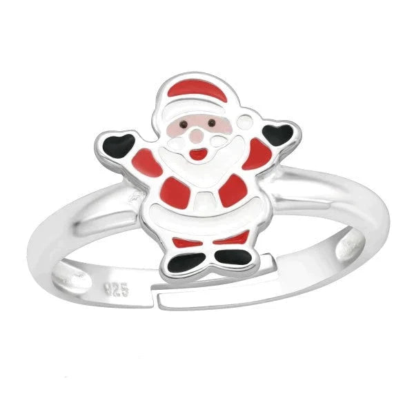 Kids Silver Santa Claus Christmas Ring