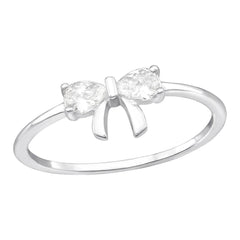 Silver Cubic Zirconia Bow Ring