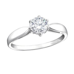 Silver Round Engagement Ring for Women