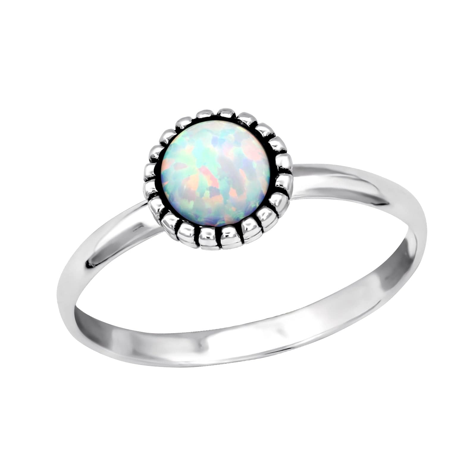 Silver Fire Snow Round Ring