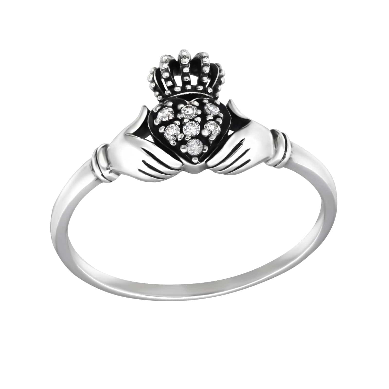 Silver Claddagh Cubic Zirconia Ring