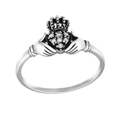 Silver Claddagh Cubic Zirconia Ring