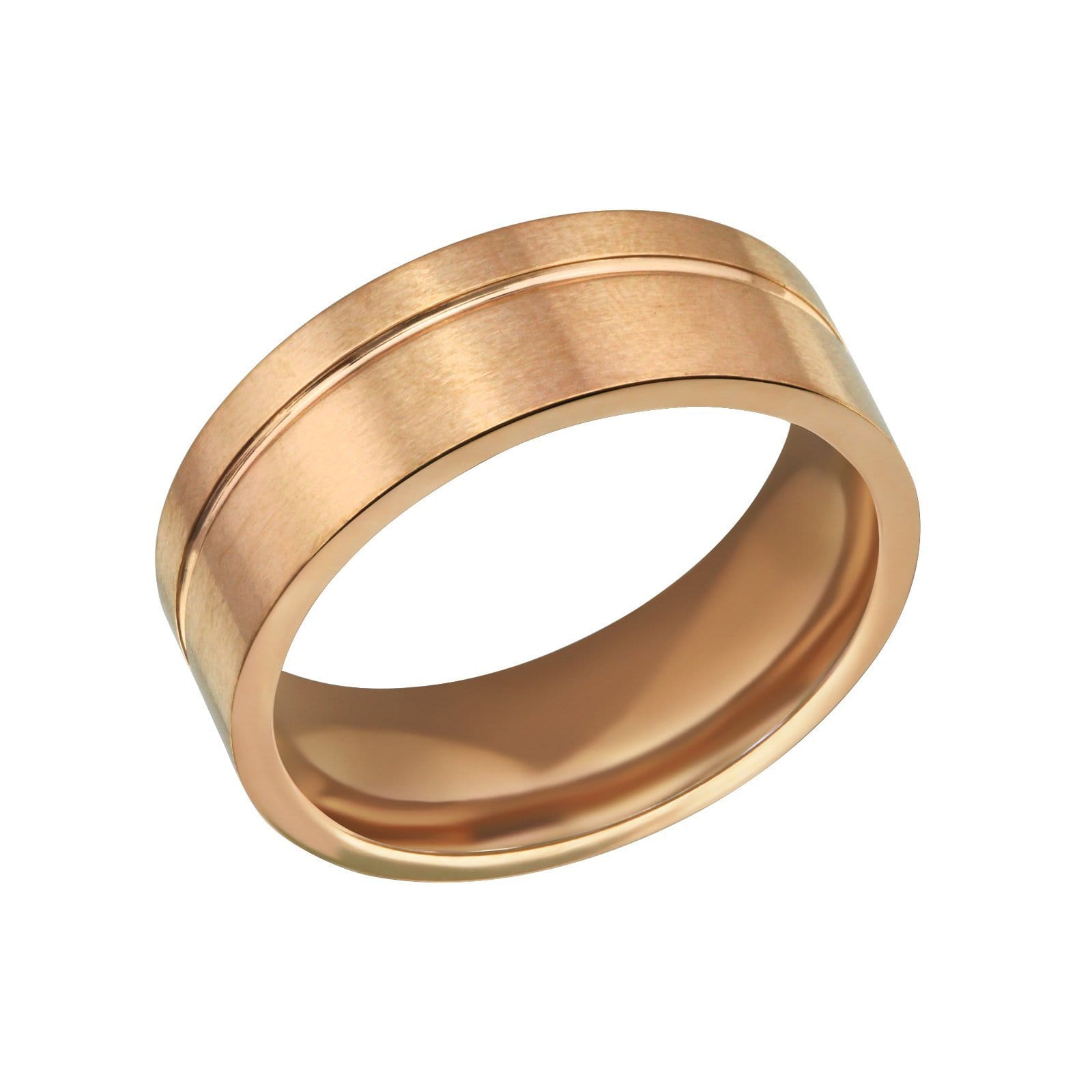 Rose Gold Steel Line Band Ring