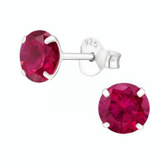 Silver Birthstone Stud Earrings