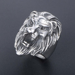 Stainless Steel Lion Head Biker Rings