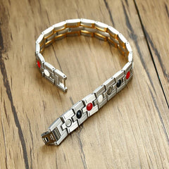 Mens Magnetic Bracelet Silver and Gold
