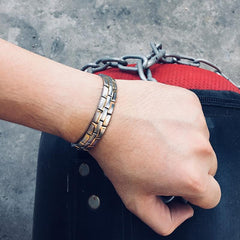 Mens Magnetic Bracelet Silver and Gold
