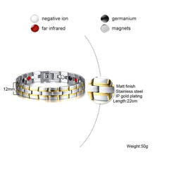 Mens Magnetic Bracelet Silver and Gold