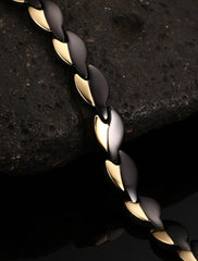 Steel Black Gold Two Tones Magnetic Bracelets