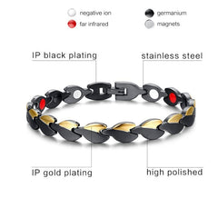 Steel Black Gold Two Tones Magnetic Bracelets