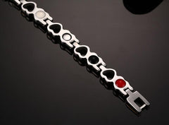 Silver and Gold Heart Magnetic Health Bracelet for women