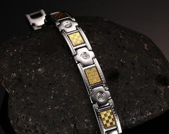 Stainless Steel Gold Mens Magnetic Bracelet
