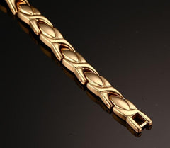 Stainless Steel Gold Mens Magnetic Bracelet