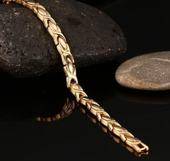 Stainless Steel Gold Mens Magnetic Bracelet