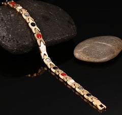 Stainless Steel Gold Mens Magnetic Bracelet