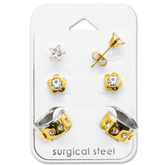 Surgical Steel Mix Gold Earrings Set