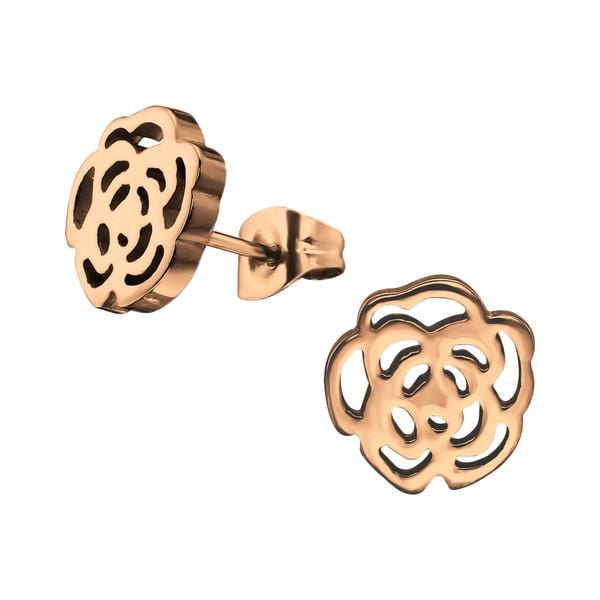 Rose Gold Rose Stud Earrings