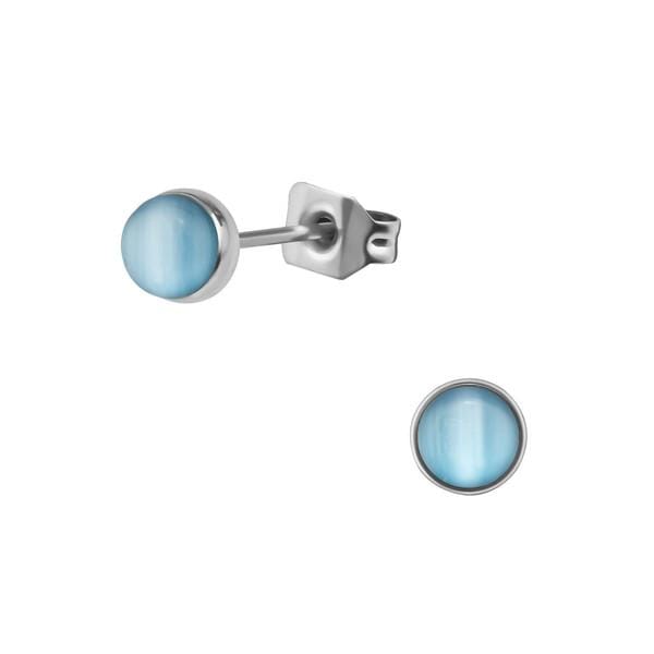 Surgical Steel Round Cat Eye Stud earrings
