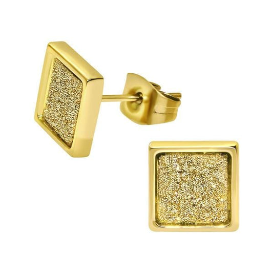 Gold Square Stud Earrings