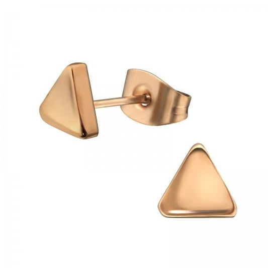 Rose Gold Triangle Stud Earrings