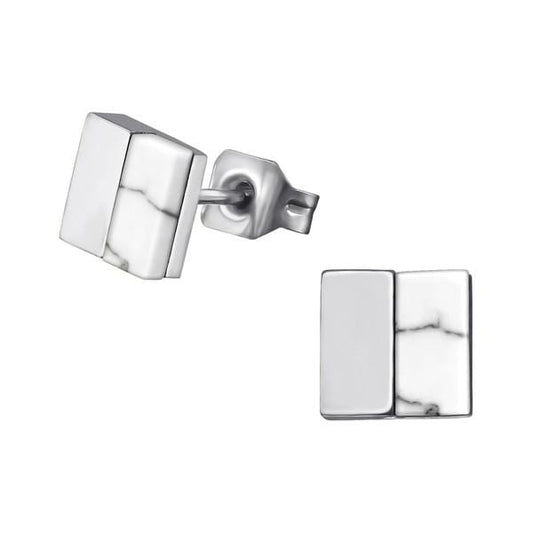 Howlite Square Stud Earrings