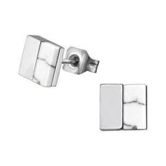 Howlite Square Stud Earrings