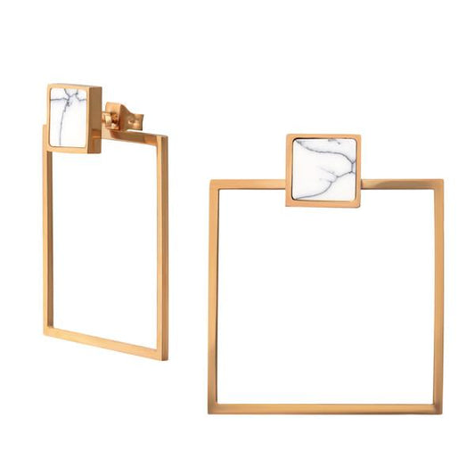 Steel Rose Gold Square Stud Earrings