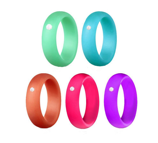 Silicone Wedding Rings Set Womens- 5  PCS Set