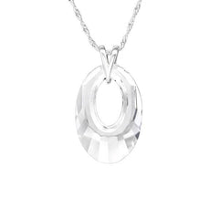 Silver Crystal Patina Oval Necklace With Swarovski Crystal