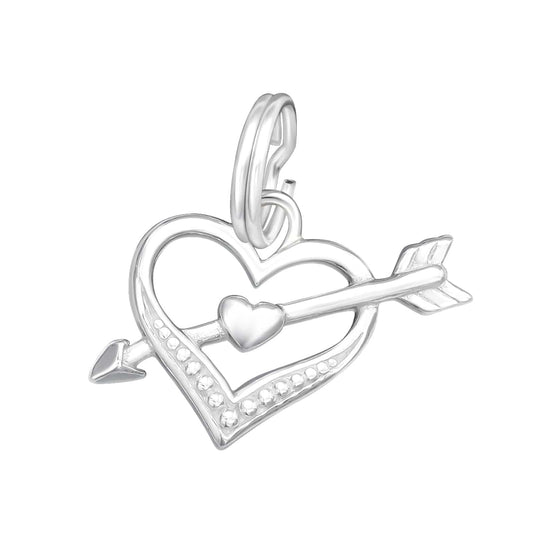 Silver Heart Arrow Charm with Split ring