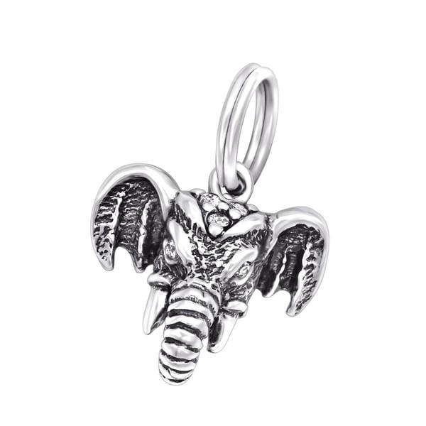 Silver Cubic Zirconia Elephant Charm ring