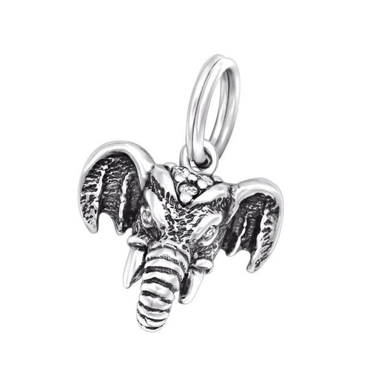Silver Cubic Zirconia Elephant Charm ring
