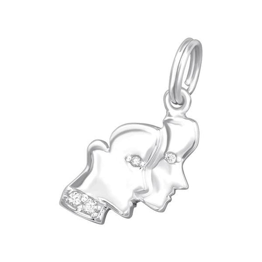 Silver Gemini Zodiac Sign Charm